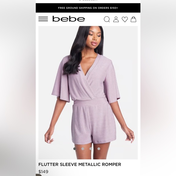 BEBE large metallic purple romper - Picture 1 of 5